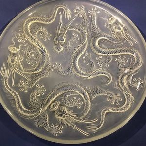 Vintage Barolac frosted glass low bowl